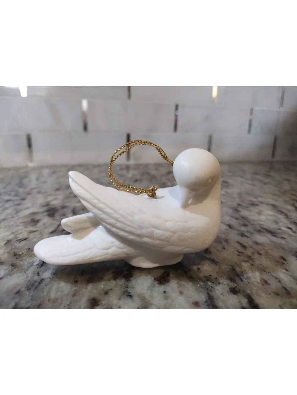 Vintage Santa's Dove Porcelain Sleeping Dove Ornament Christmas 3.5